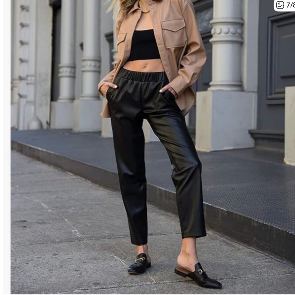 The Drop Women's @Lisadnyc Vegan Leather Pull-On Jogger Pants, Medium, NWT, Chic